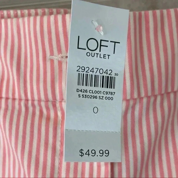 NWT Women's LOFT Outlet Coral Striped Shorts Sz 0 - Picture 4 of 7